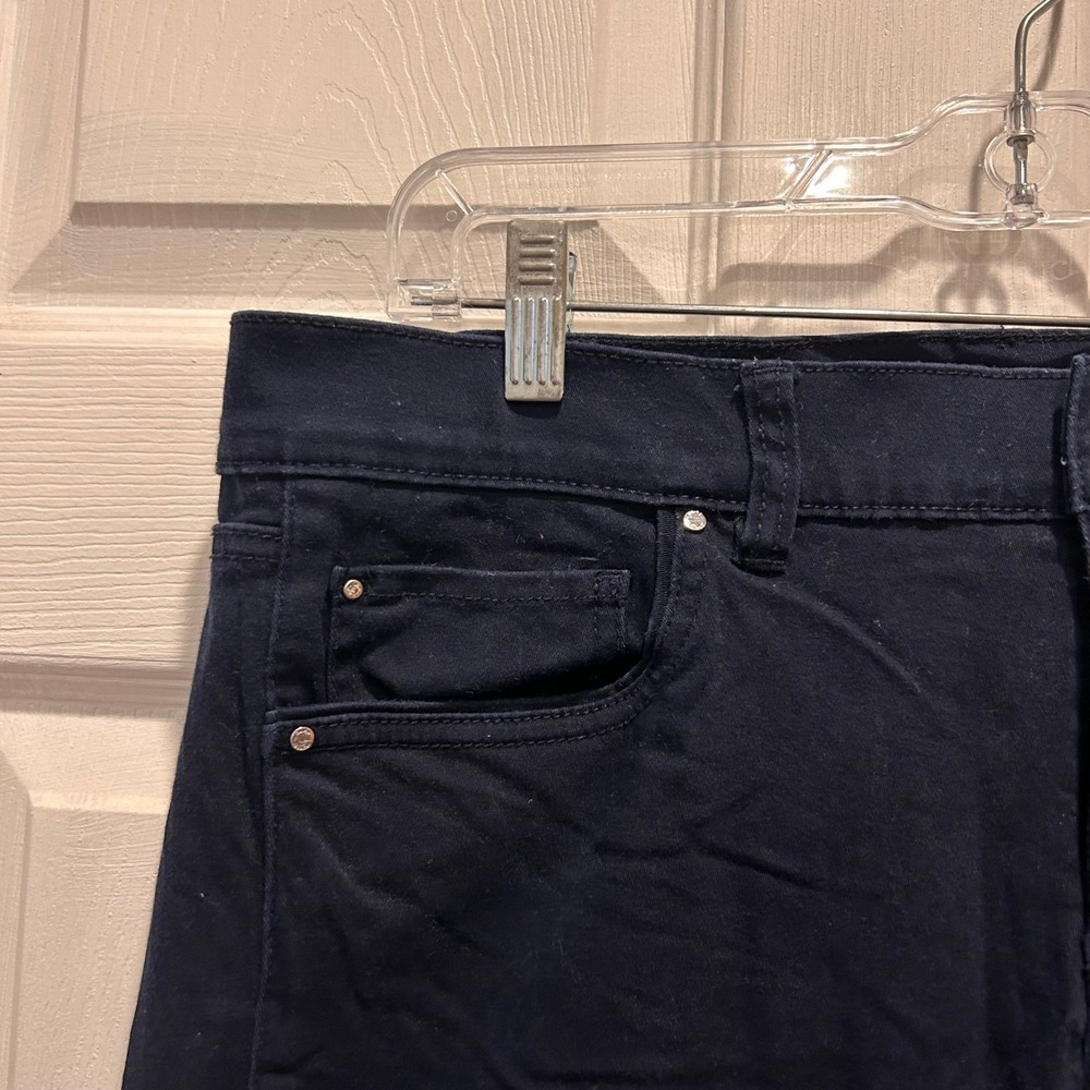 White House Black Market Skimmer Pants‎ Navy Blue Silver Stud Hem Womens 14 - Picture 4 of 8